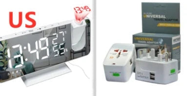 Multifunctional radio projection alarm clock with LED display and USB port