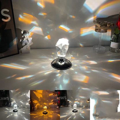 LED Crystal Night Light with Remote Control showcasing diamond-cut pattern projection