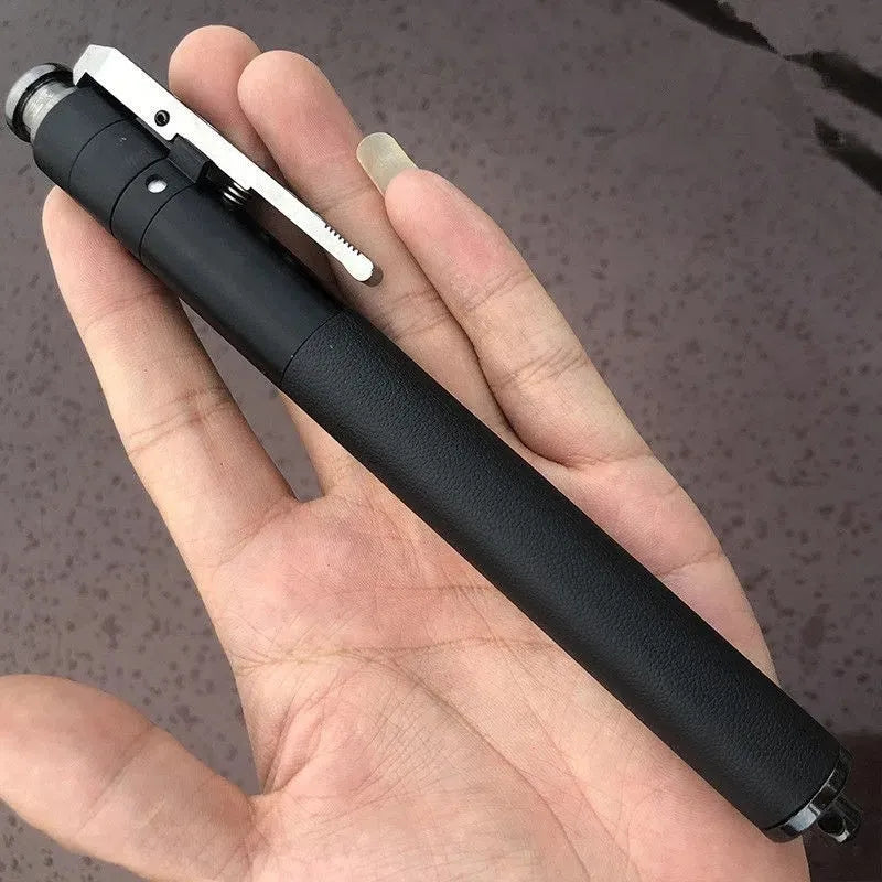 Automatic spring expandable baton in titanium black with three size options shown