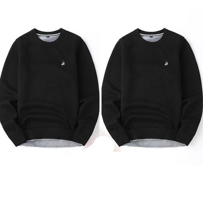 Men's navy blue plus velvet thickening sweater for autumn and winter