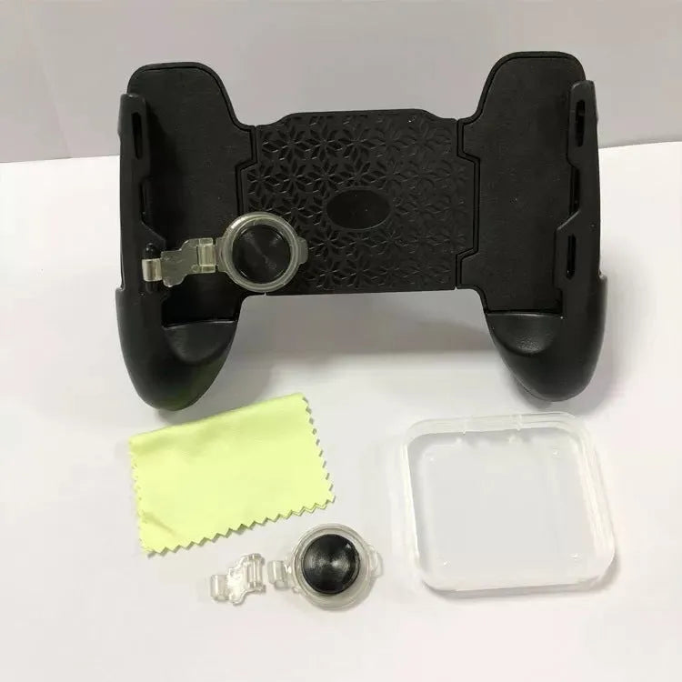 Black ABS three-in-one foldable game handle stretched to hold a mobile phone, with adjustable rear bracket and 270-degree suction cup