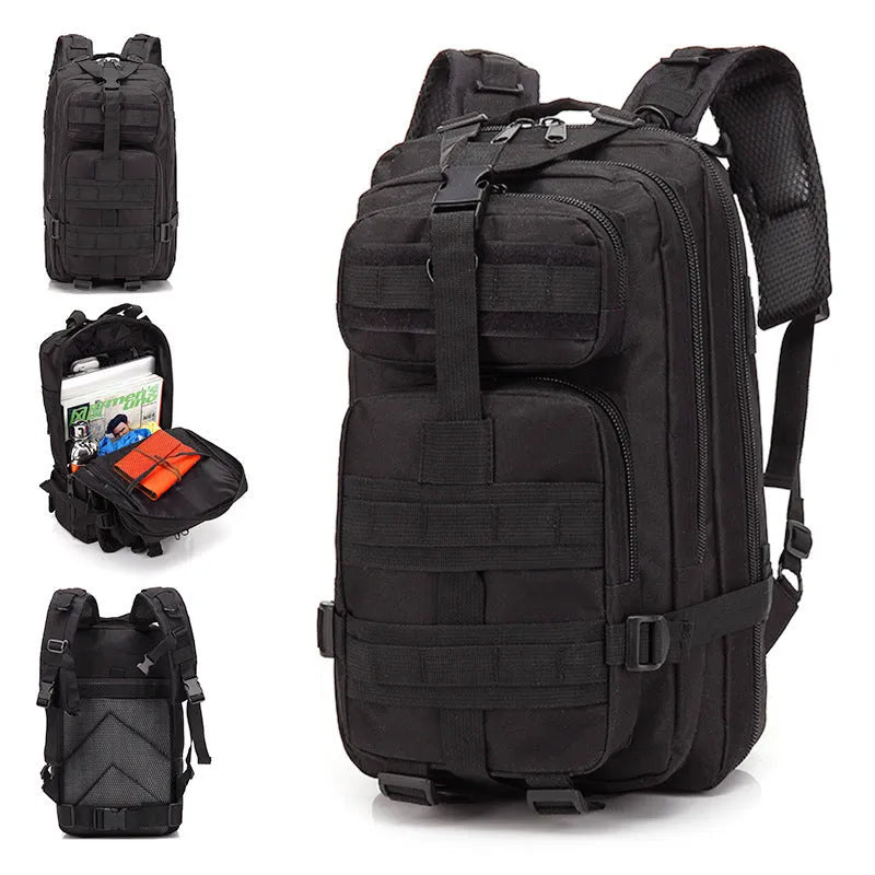 Large 45 litre khaki hiking backpack with air pillow belt system for mountaineering