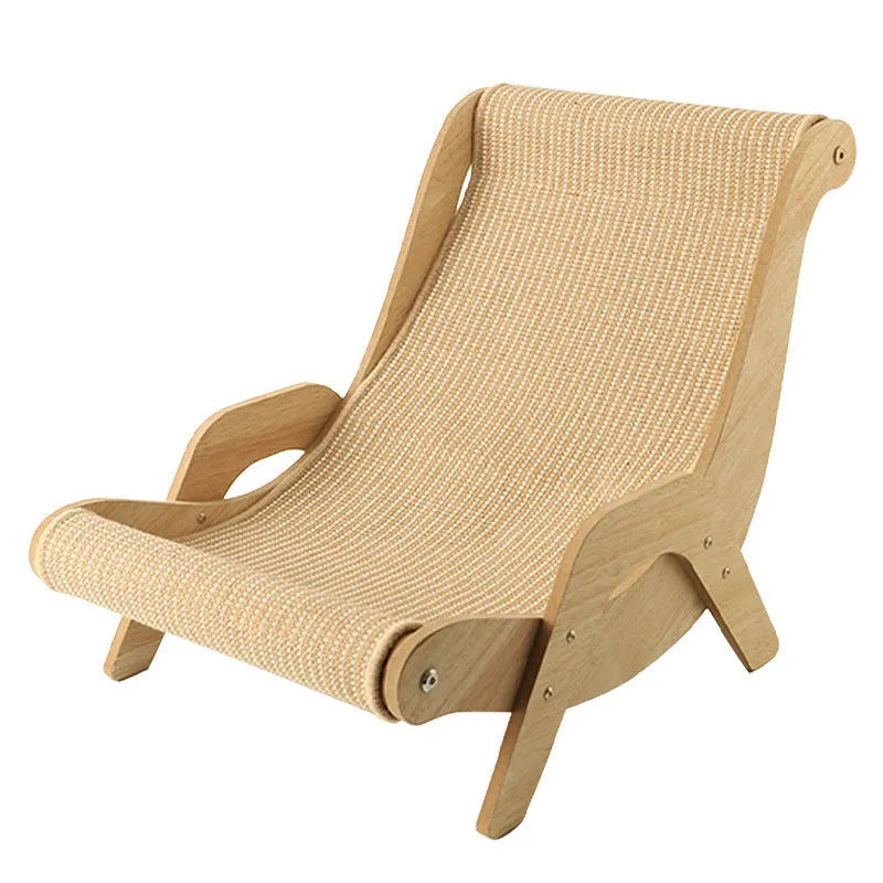 Sisal cat nest recliner with hemp cushion and hardwood scratch board for large cats