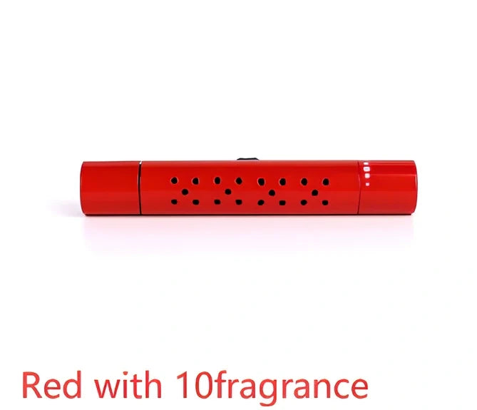 Silver aluminium alloy car vent clip-on air freshener, 83x13mm size, 46g, with replaceable fragrance cores