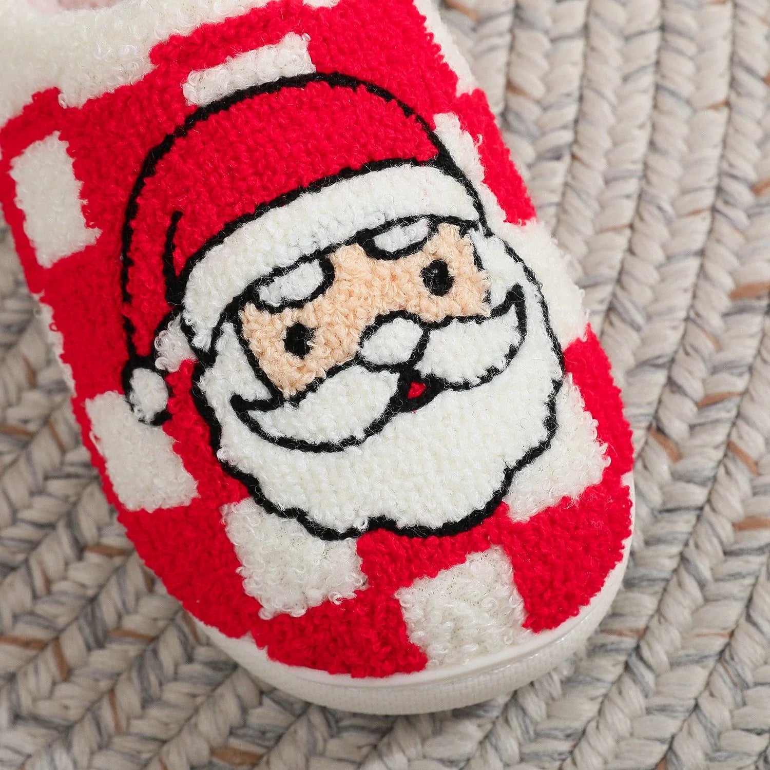 Cozy plaid Christmas slippers for women with non-slip soles and fuzzy, warm interior