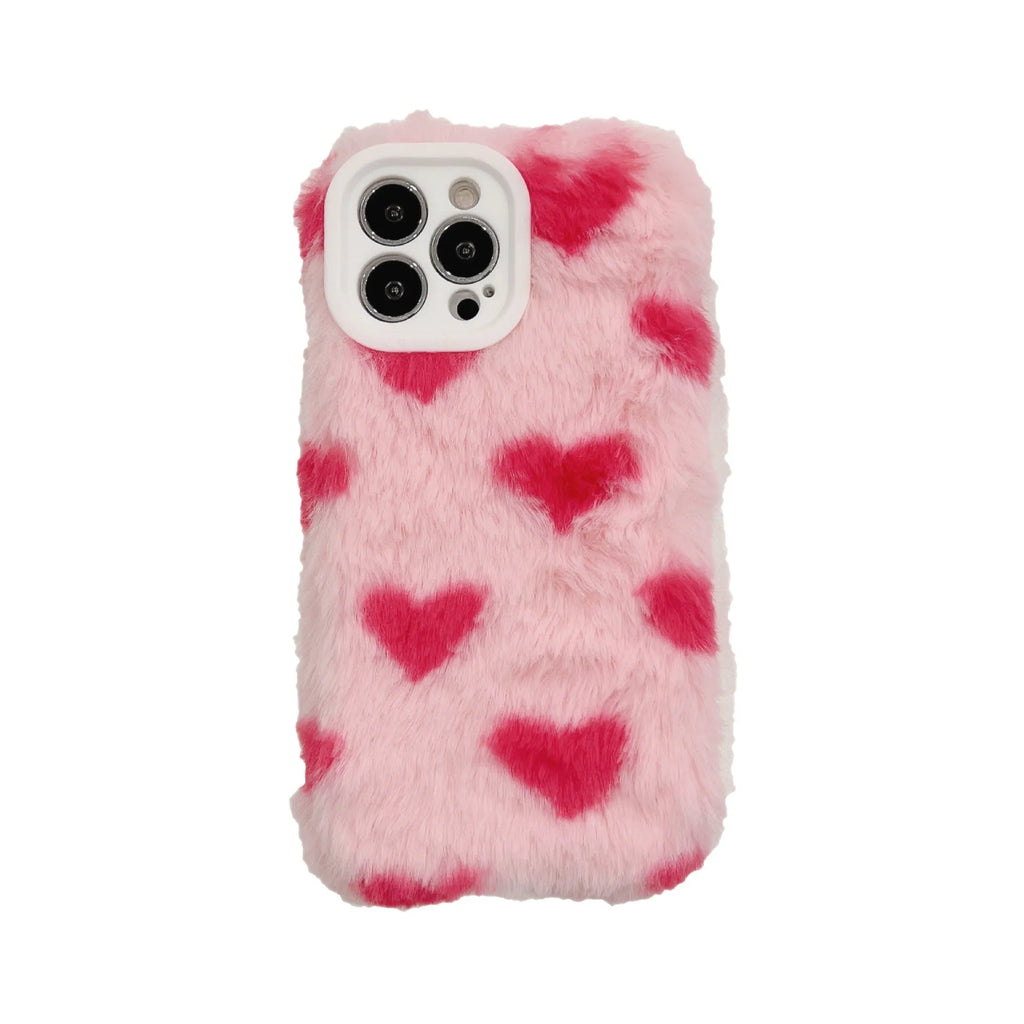 Pink silicone phone case with a cartoon design, shown fitted on an Apple iPhone.