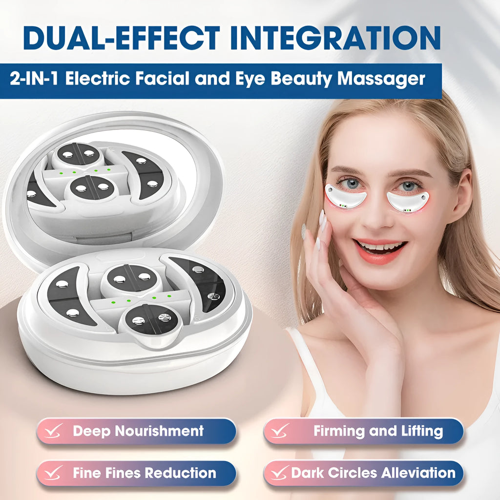 White wireless red light eye and facial beautification instrument with EMS massage function.