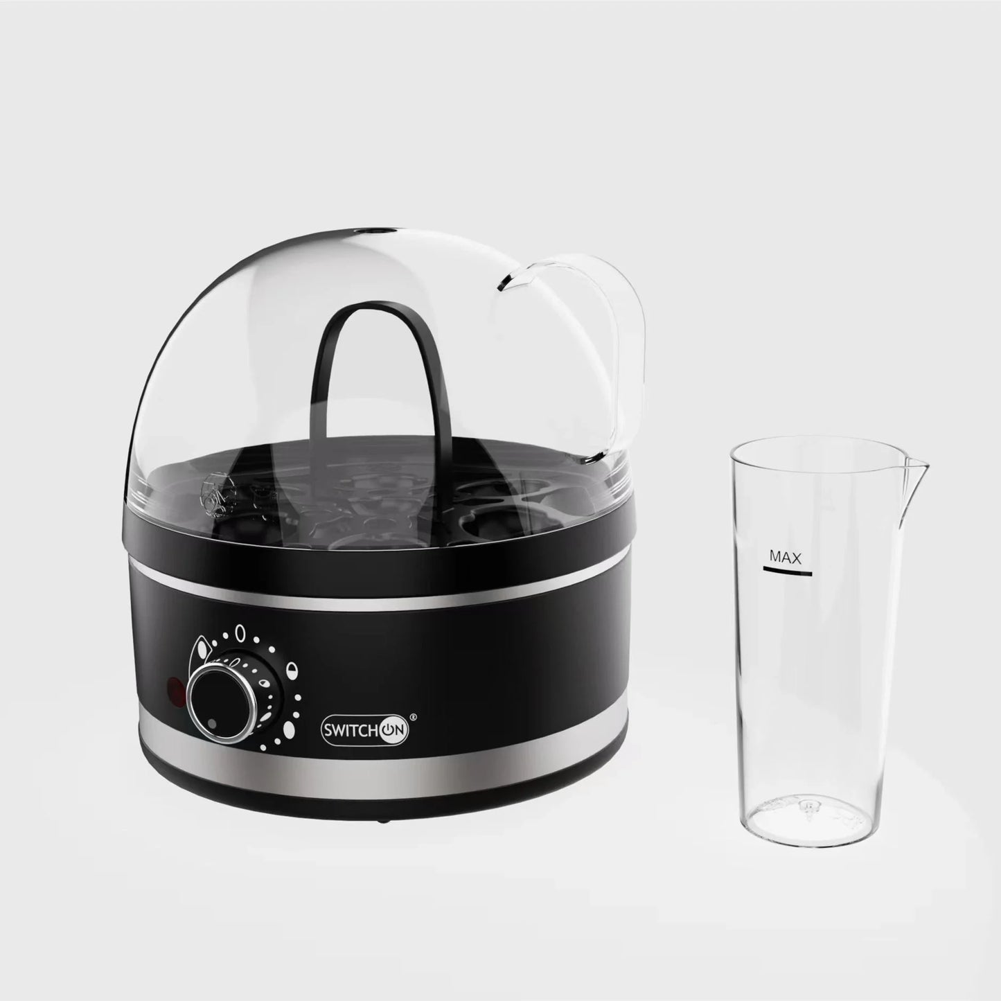 Mini multifunctional household plug-in steam boiler with stainless steel heating plates and adjustable egg hardness settings