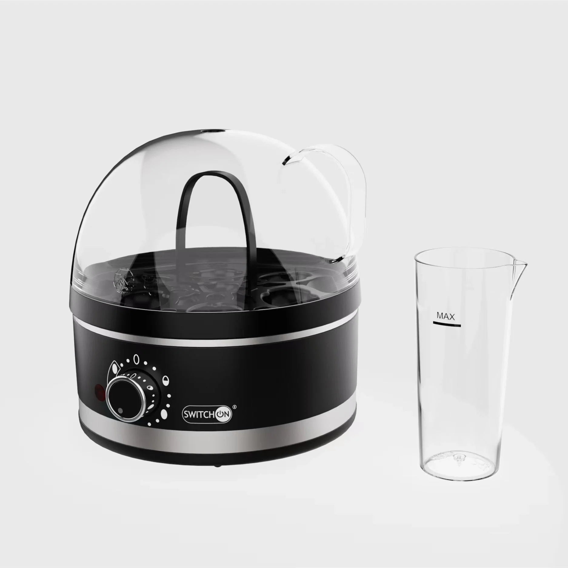 Mini multifunctional household plug-in steam boiler with stainless steel heating plates and adjustable egg hardness settings