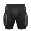 Black cycling hip pad protection pants showing hip guard area and size options S M L XL