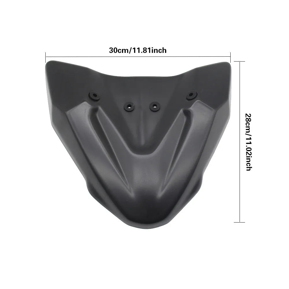 Black ABS plastic fixed wind deflector wing for KTM 390 and 790 Adventure motorcycles.