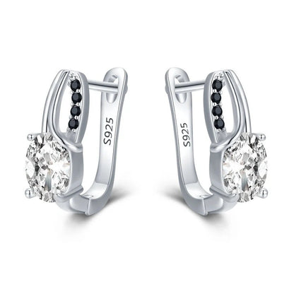 Black zircon rhinestone stud earrings in copper, perfect for women's fashion accessories