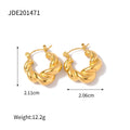 18K gold titanium steel geometric ellipse ear clip for women, light luxury style, on a model