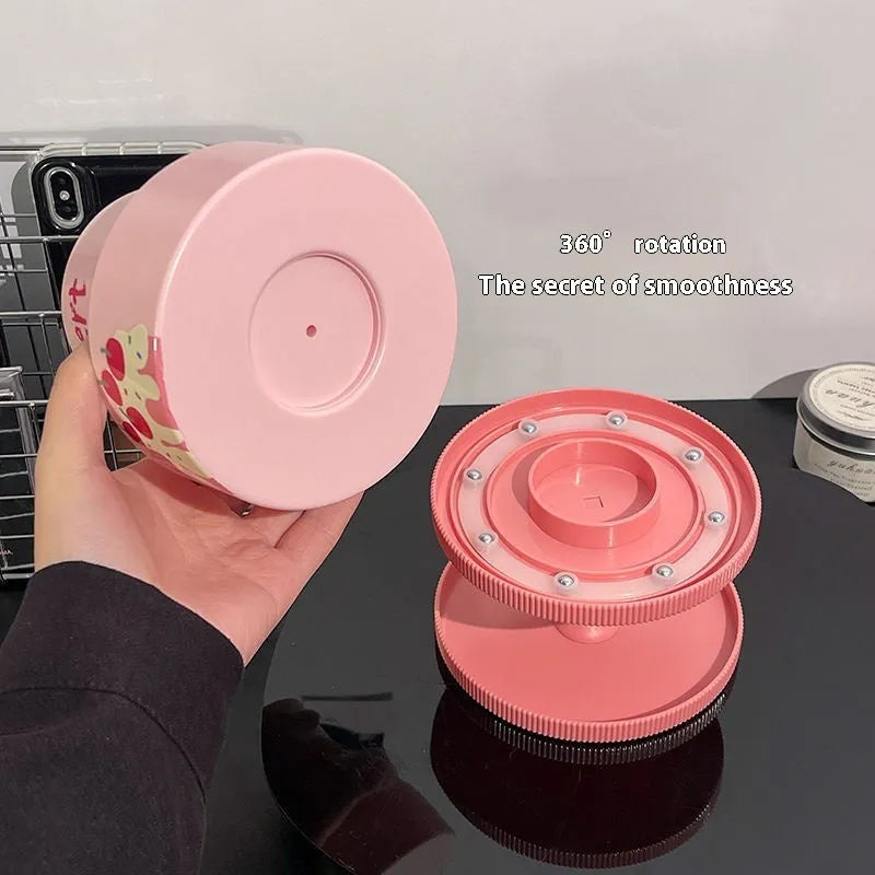 Japanese-style rotating cosmetic brush storage barrel in beige with 18-litre capacity.