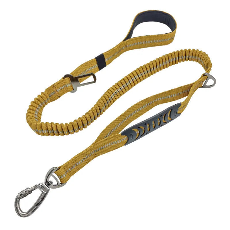 Polyester dog leash with metal hook, hand-holding design, 2.5 x 135cm, on plain background