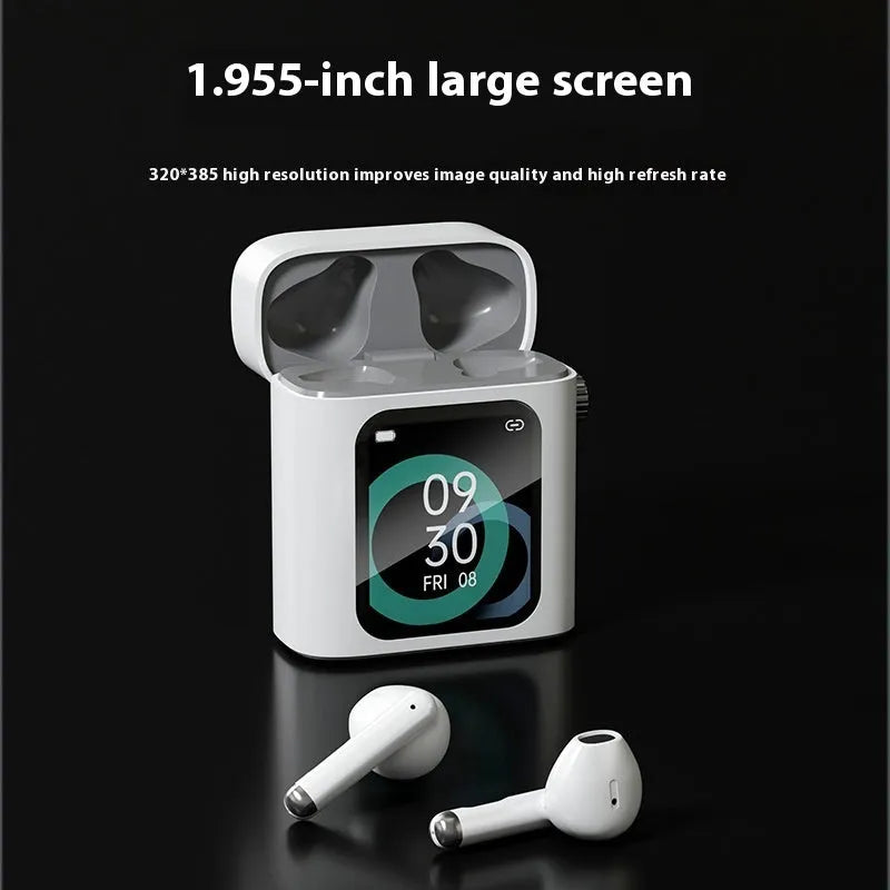 Bluetooth large screen TWS wireless earphones with digital display, ABS in-ear design, noise reduction, e-sports low latency mode