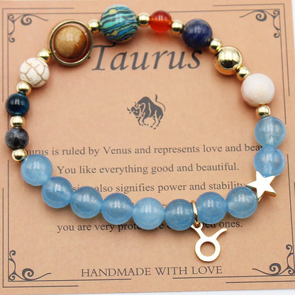 Twelve Constellations Natural Stone Beaded Bracelets - Unisex Astrological Jewellery