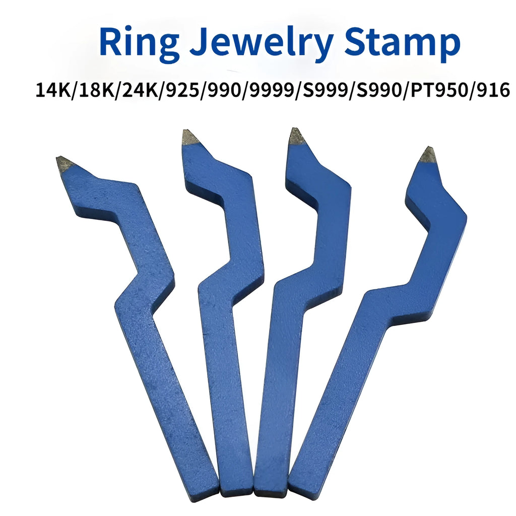 Curved character steel stamping tool for jewellery with heat-treated 45 steel construction