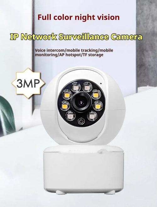 Indoor 1080p security camera with ceiling mount bracket on a white background.