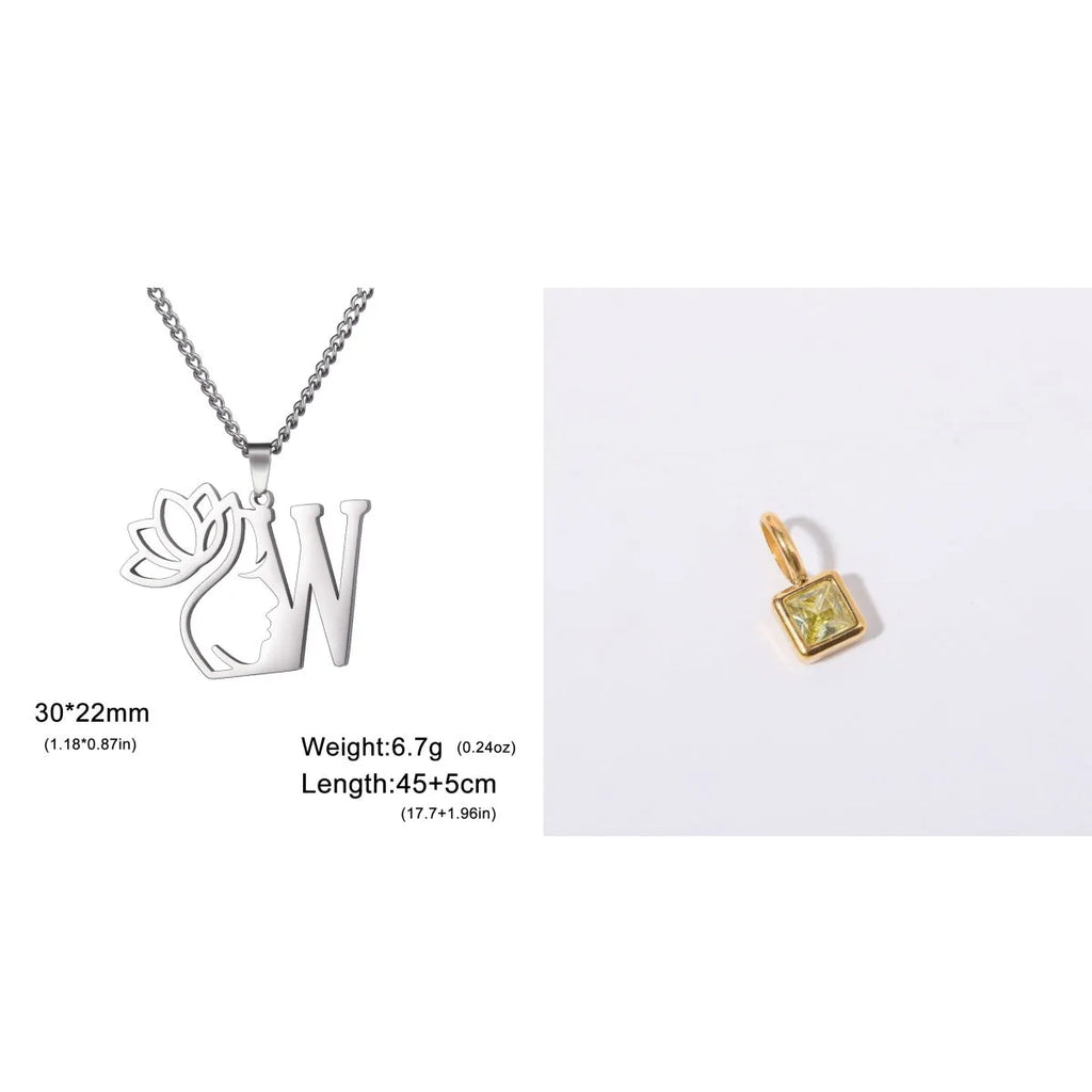 Stainless steel necklace with cross chain design and a pendant, available in gold or steel colour.
