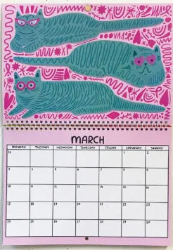 A3 size cat-themed wall calendar for 2024 or 2025 year planning.