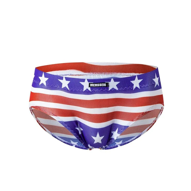 Men's low waist printed briefs in multiple colours including leopard print and solid green