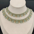 Retro style tassel water drop imitation pearl pendant necklace on display