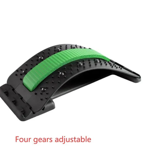 Adjustable back stretcher massager in trapezoid shape on a neutral background.