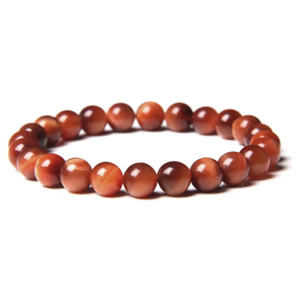 Handmade blue tiger stone couple bracelet with gold-plated accents, 8mm beads, 19cm length