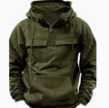 Men's zip-up hoodie sweatshirt with drawstring hood and side pockets in black
