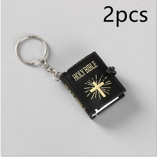 Mini Holy Bible Keychain with Jesus Cross in PVC colour leather, dimensions 4.5x6.0cm