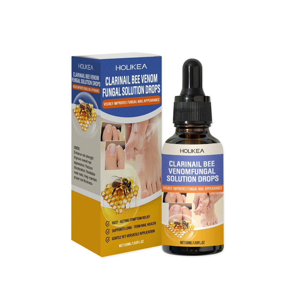 50ml bottle of nail care solution with bee venom and peppermint oil for fungal treatment