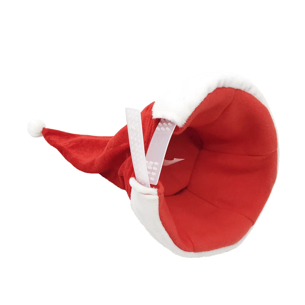 Red plush swing electric Christmas hat with battery music and long fluff style