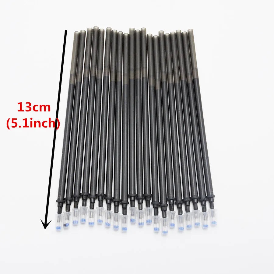 Erasable gel pen with 0.5mm tip, plastic shell, and refills in black, blue, and red ink sets.