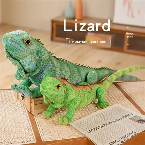 Green lizard plush toy pillow in emerald green with short plush fabric, 65cm height