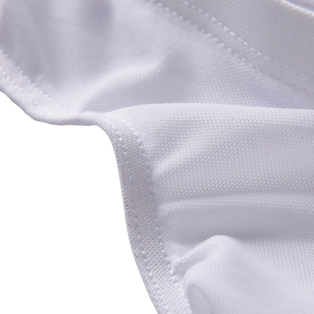 Men's black ice silk triangle briefs on a plain background