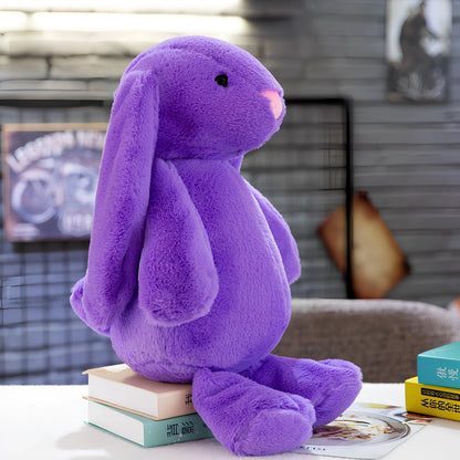 28-30cm grey rabbit plush toy with short plush and PP cotton filling, compact for ages 7-14