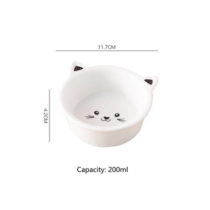 Ceramic small cat face shape pet food bowl, durable and easy to clean