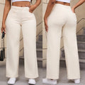 Women's straight leg jeans in apricot colour with high waist and wide leg trousers cut