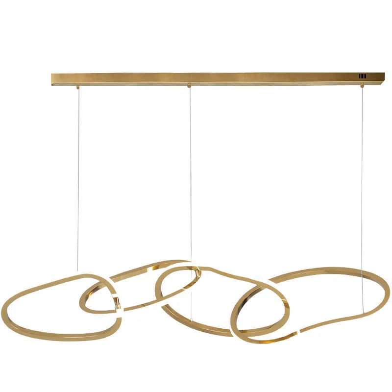 Postmodern minimalist iron and grass rattan chandelier with four rings, length 100 cm, for dining room
