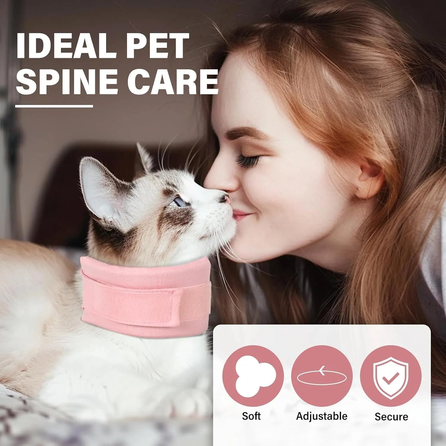 Soft cat cone recovery collar in grey or pink with four size options for post-surgery protection