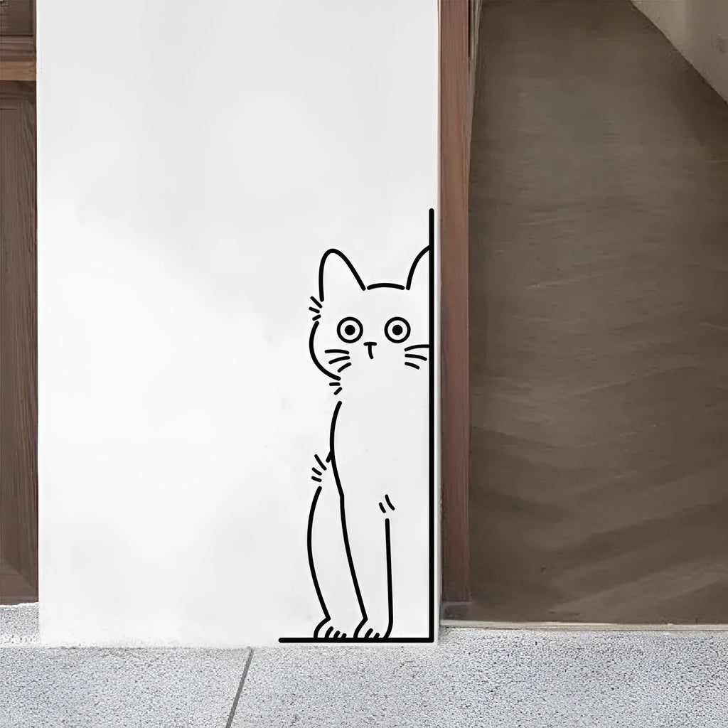 Shy kitty PVC wall sticker modern simplicity solid colour black or white 28/40/58cm