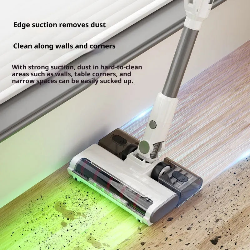 Light grey household wireless handheld folding tube vacuum cleaner with straight tube option and USB charging cable