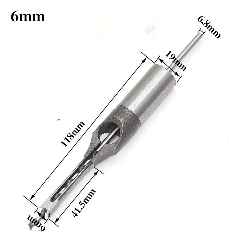 Alloy steel square hole drill tapper with multiple model sizes from 6mm to 30mm for woodworking mortising