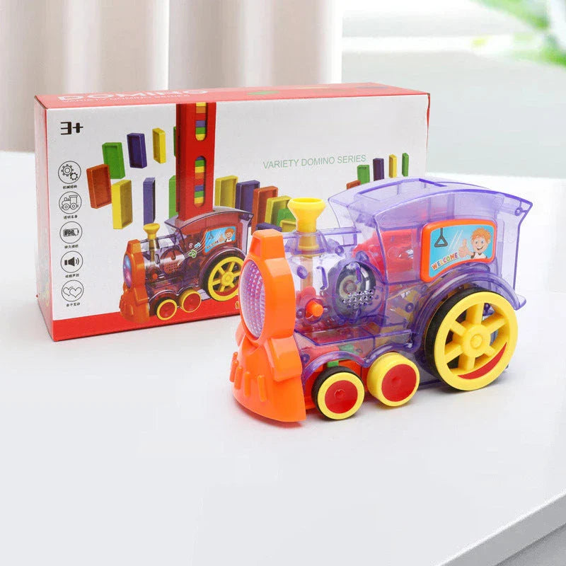 Automatic Domino Building Blocks Train Toy with colorful dominoes and motorized train mechanism