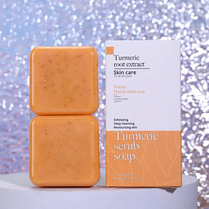 Frosted Handmade Cleansing Bath Turmeric Soap with natural ingredients for skin brightening