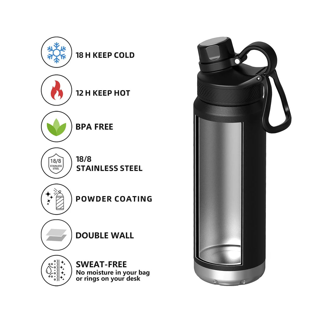Double-layer 304 stainless steel outdoor vacuum mug 700ml 24oz in light blue with modern simple design