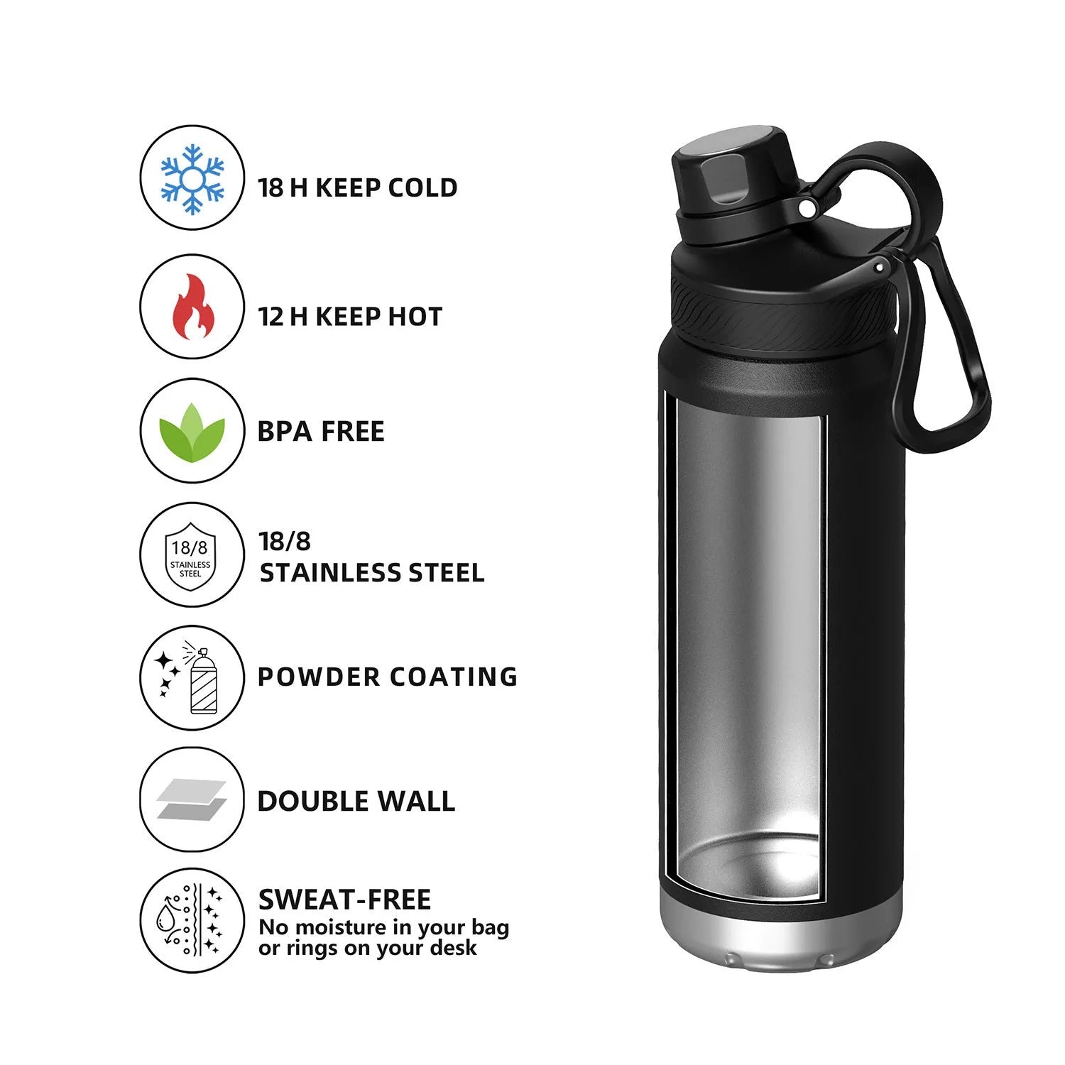 Double-layer 304 stainless steel outdoor vacuum mug 700ml 24oz in light blue with modern simple design