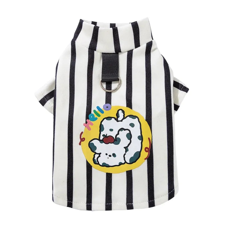 White Korean cartoon bear dog sweatshirt for small to medium pets, front view