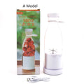 Electric USB wine bottle juicer cup with 6-leaf cutter head and 400ml capacity, white model